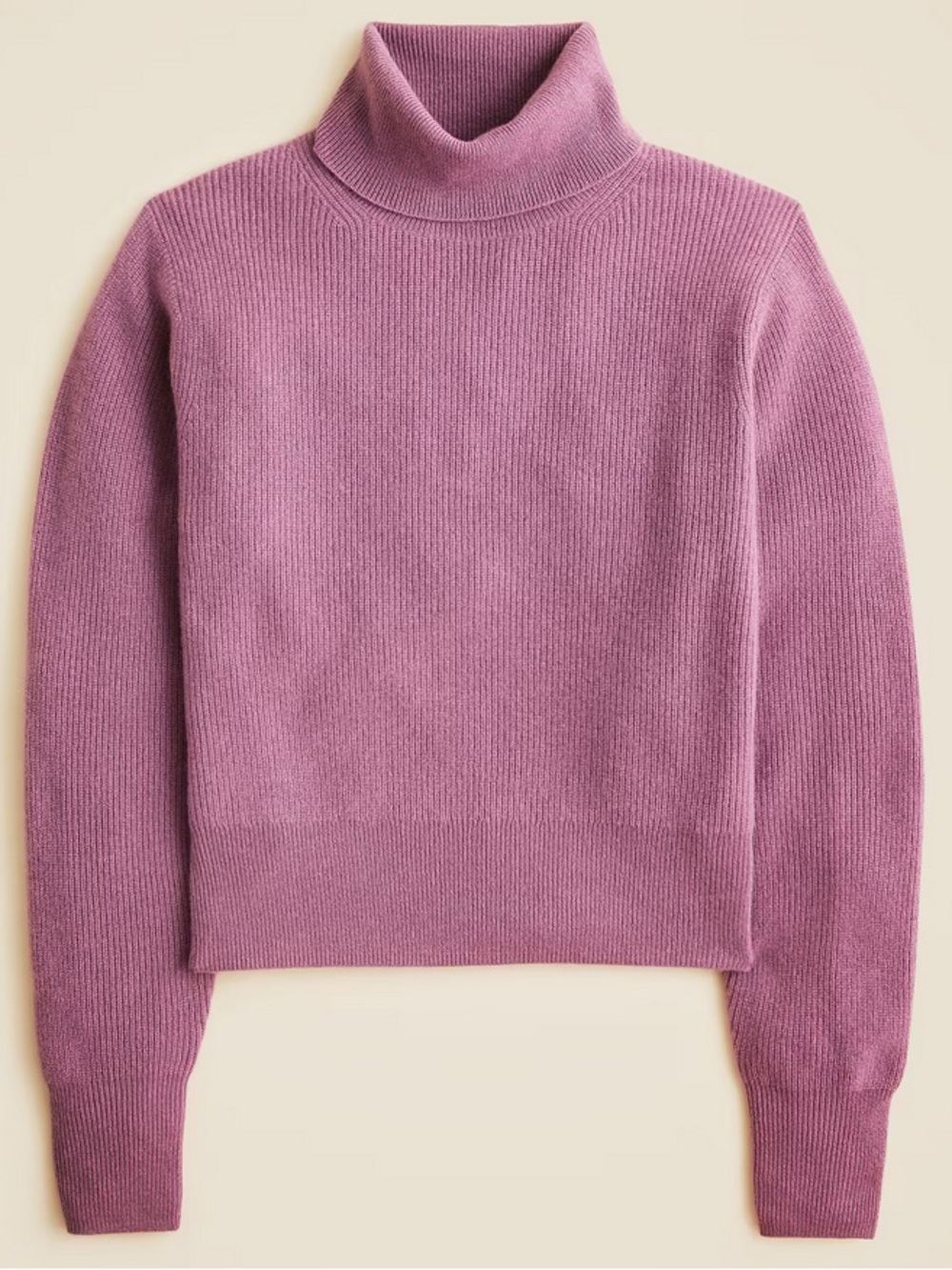 J. Crew Ribbed Cashmere Turtleneck Sweater in Smoky Orchid, Size XS